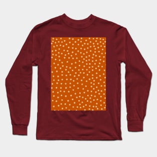 Peach Polka Dot Spots on Terracotta Pattern Long Sleeve T-Shirt